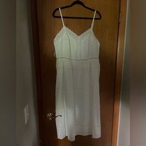 White embroidered eyelet detail midi dress